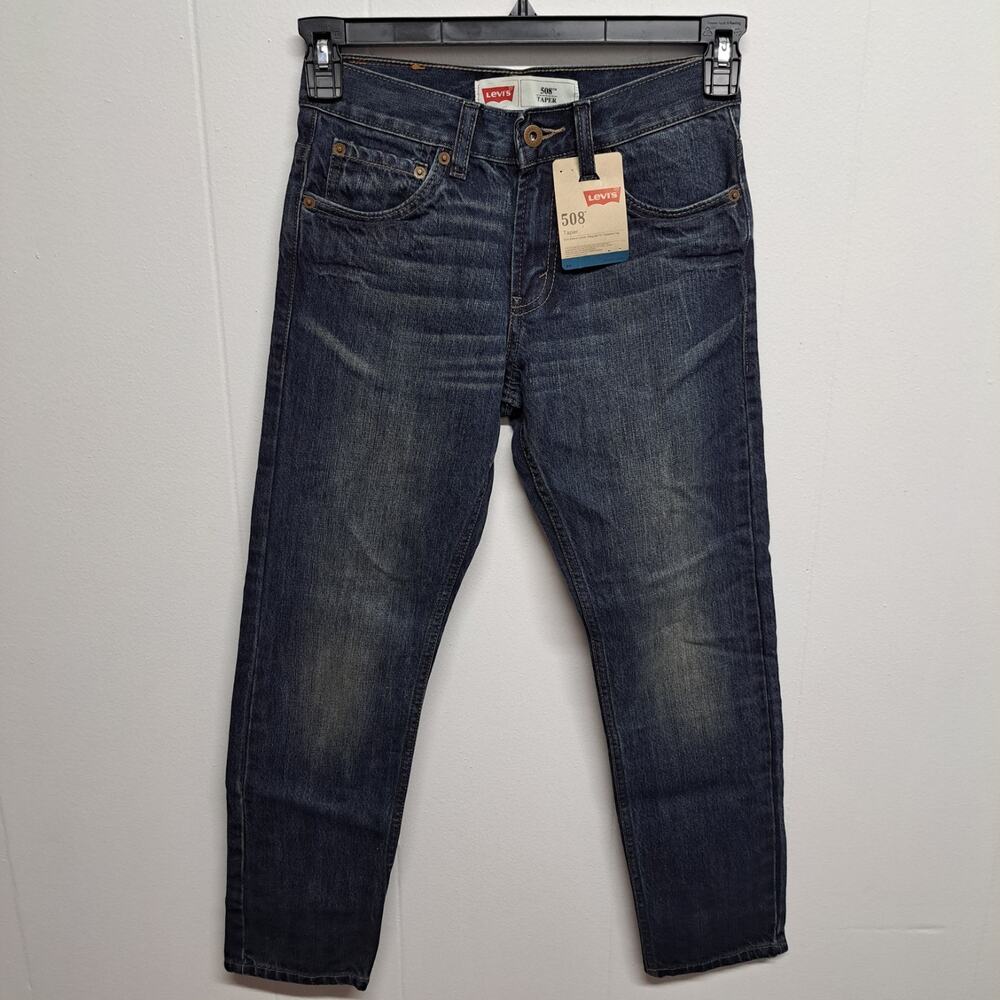 Levi's 508 Taper Fit Youth Jeans Size 12 Reg 26x26 Dark Wash‎ 100% Cotton - Picture 3 of 8